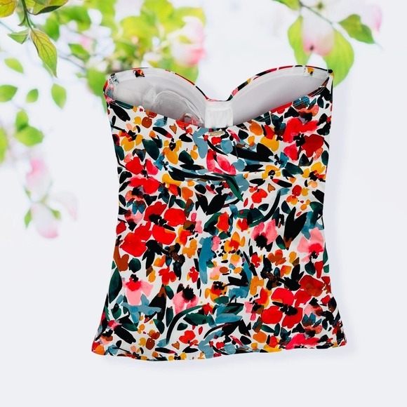 Anne Cole Sunset Flower Knot Bandeau M - Picture 7 of 8